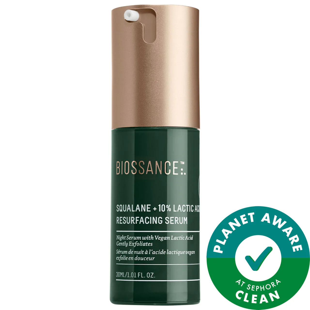 Biossance Squalane + 10% Lactic Acid Resurfacing Serum 1.01 oz / 30 mL | Sephora (US)
