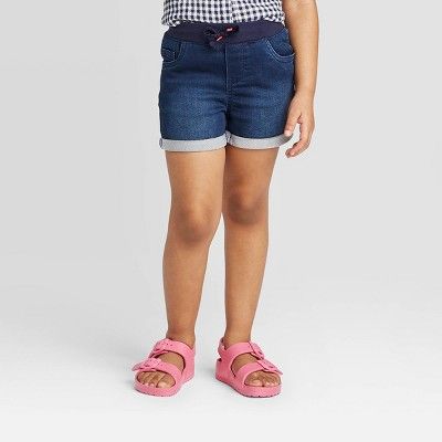 Toddler Girls' Rolled Hem Jean Shorts - Cat & Jack™ Dark Blue | Target
