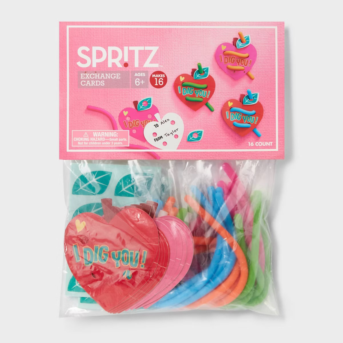 16ct Squishy Worm Valentine's Day Craft Exchange Classroom Cards - Spritz™ | Target