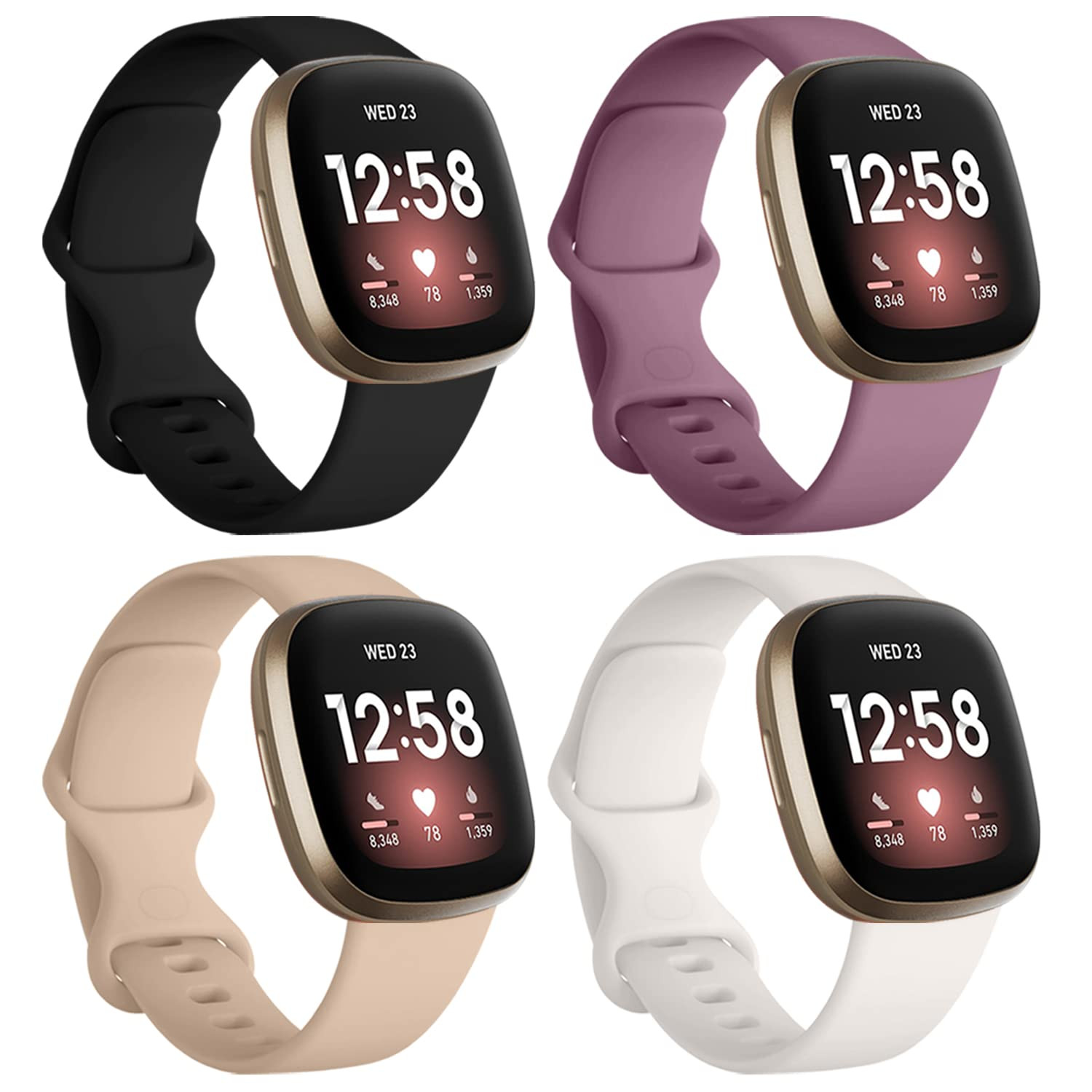 Dirrelo Compatible for Fitbit Sense Versa 3 Bands Men Women, Soft Sport Watch Strap Replacement B... | Amazon (US)