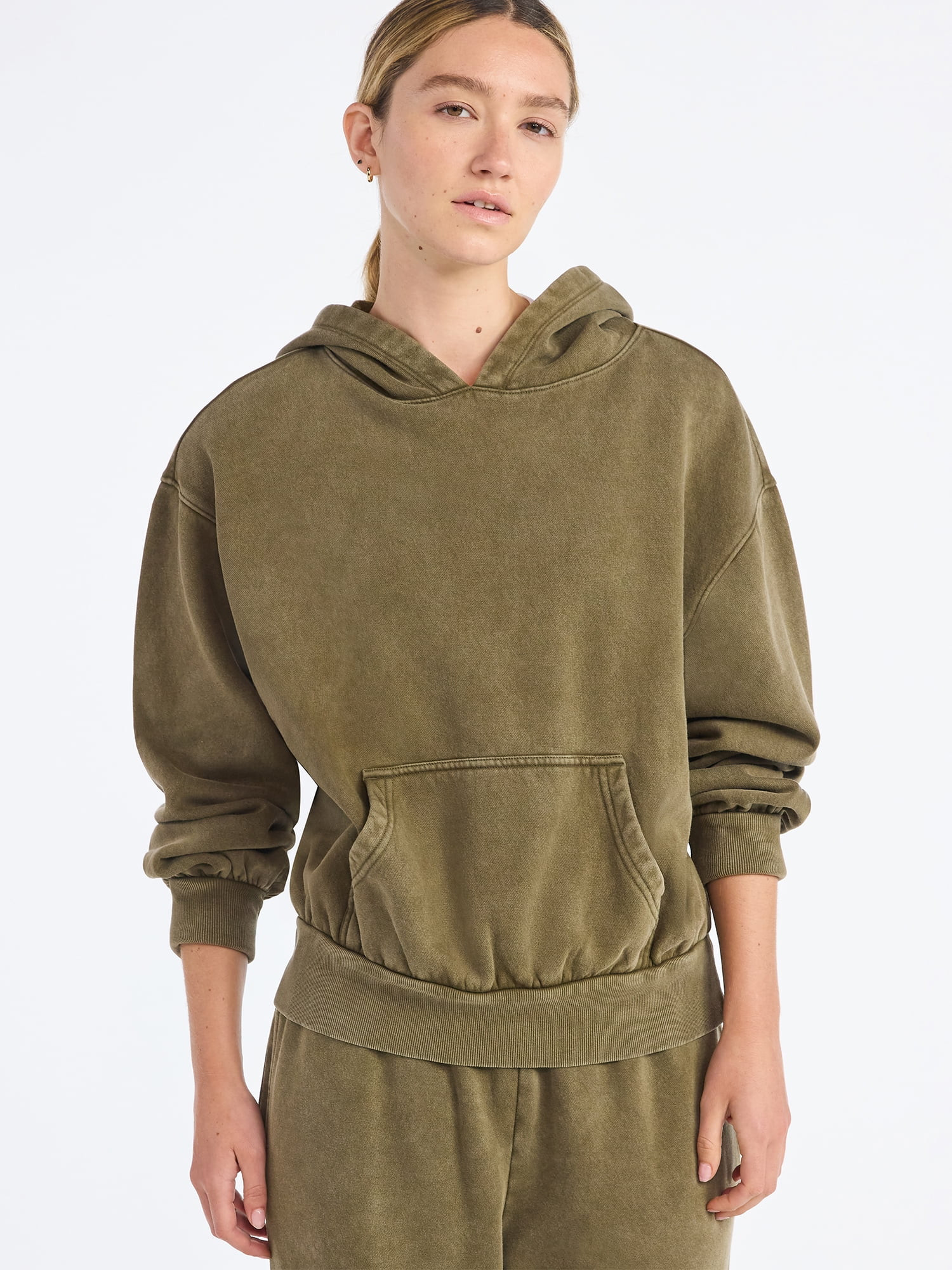 Scoop Women’s Mineral Washed Oversized Cropped Hoodie, Sizes XS-XXL - Walmart.com | Walmart (US)