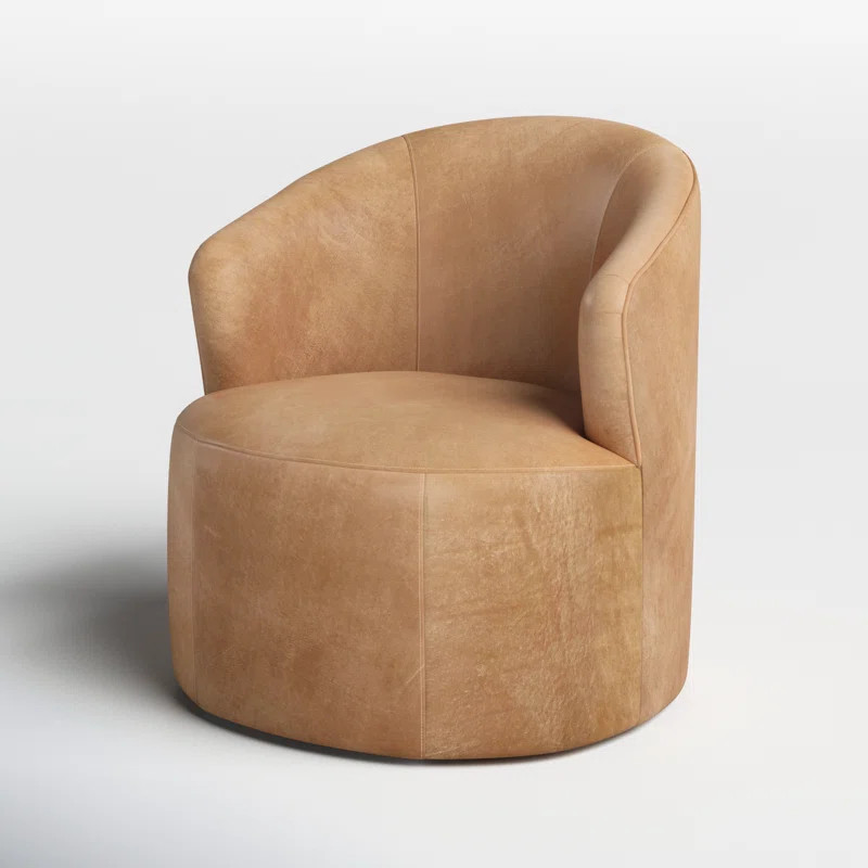 Deryn Leather Swivel Barrel Chair | Wayfair North America