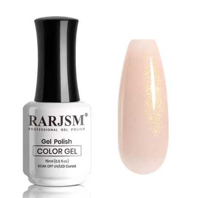 RARJSM Nude Gel Polish Peach Pink Gold Glitter Shimmery Neutral Jelly Color Skin Tone Gel Nail Polish 15ml Single Bottle Sparkle Pink Beige Natural So | SHEIN