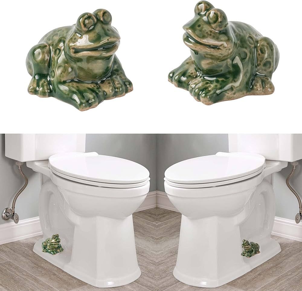 Toilet Bolt Caps, Decorative Toilet Bolt Covers, Ceramic Cute Frog Covers Toilet Bolts Bathroom Decor Easy installation Set of 2(Green frog) | Amazon (US)