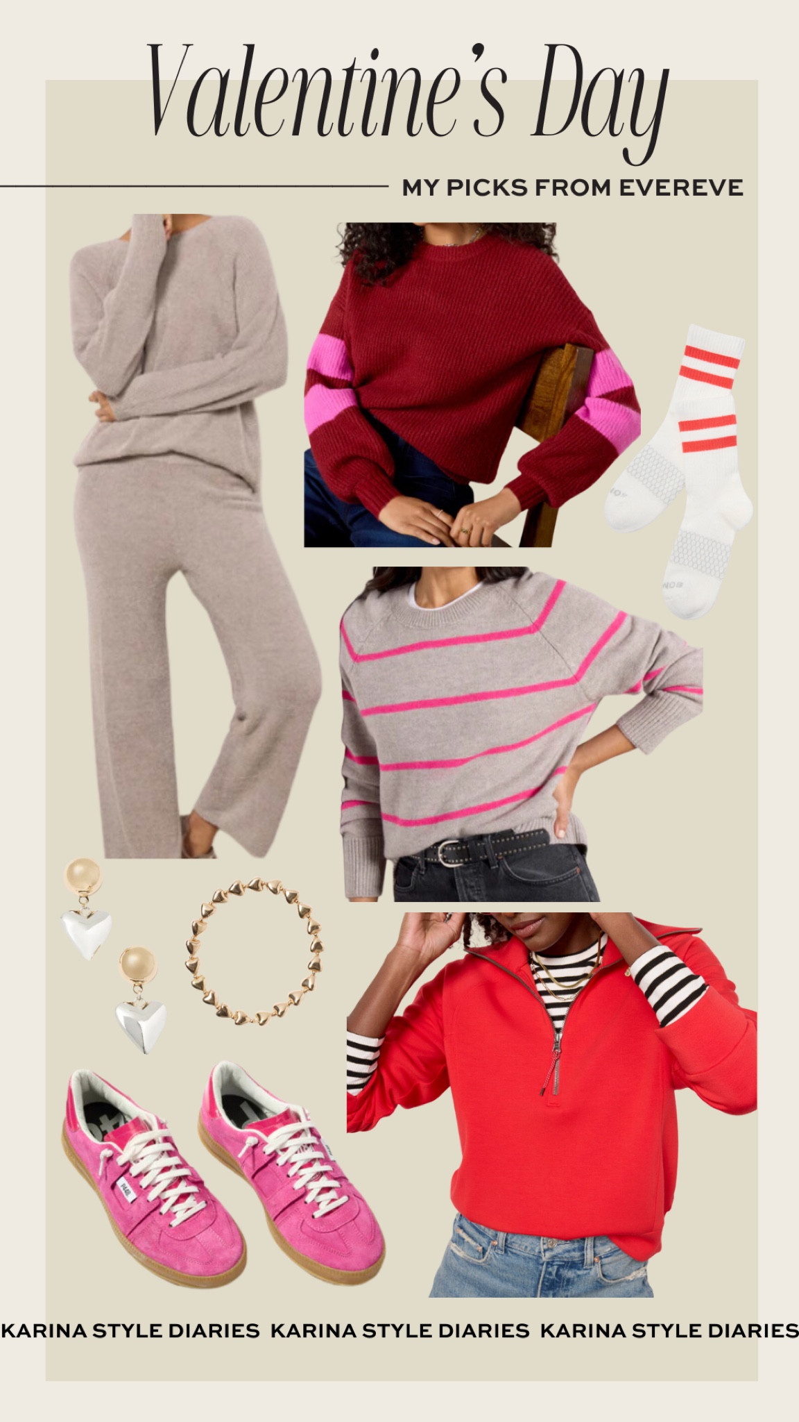 My Valentine’s Day gift picks from Evereve (the place to source all things cozy!) I love that these finds have a subtle hint of vday without feeling tacky or overboard. They’re all picks that you can wear year-round — long after the holiday is over. Show yourself a little love by adding a fresh sweater to your wardrobe or treating yourself to a new pair of earrings. Also, bright sneakers are having a moment (and they’ll only rise in popularity as we approach spring!) I have a feeling these pink kicks won’t be in stock long. 👀🩷 

#LTKSeasonal #LTKGiftGuide #LTKShoeCrush
