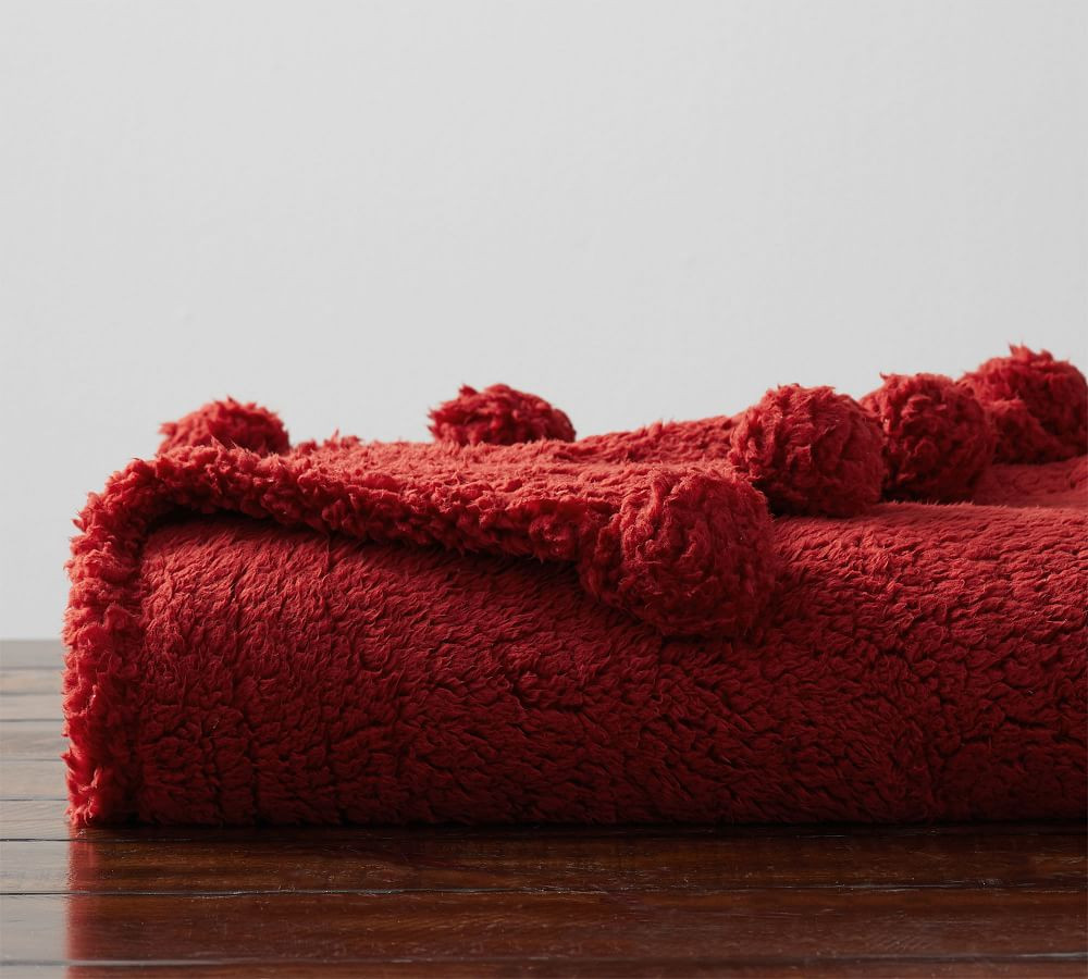 Cozy Pom Pom Sherpa Throws | Pottery Barn (US)