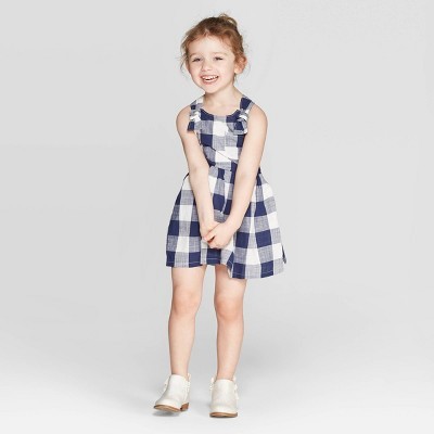 Toddler Girls' Gingham Woven Dress - Cat & Jack™ Navy/White | Target