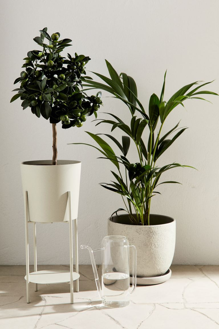 Large Plant Pot on Pedestal - Light beige - Home All | H&M US | H&M (US + CA)