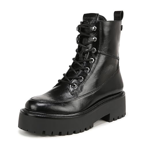 Sam Edelman Women's Elliot Combat Boot Black Leather 9.5 Medium | Amazon (US)