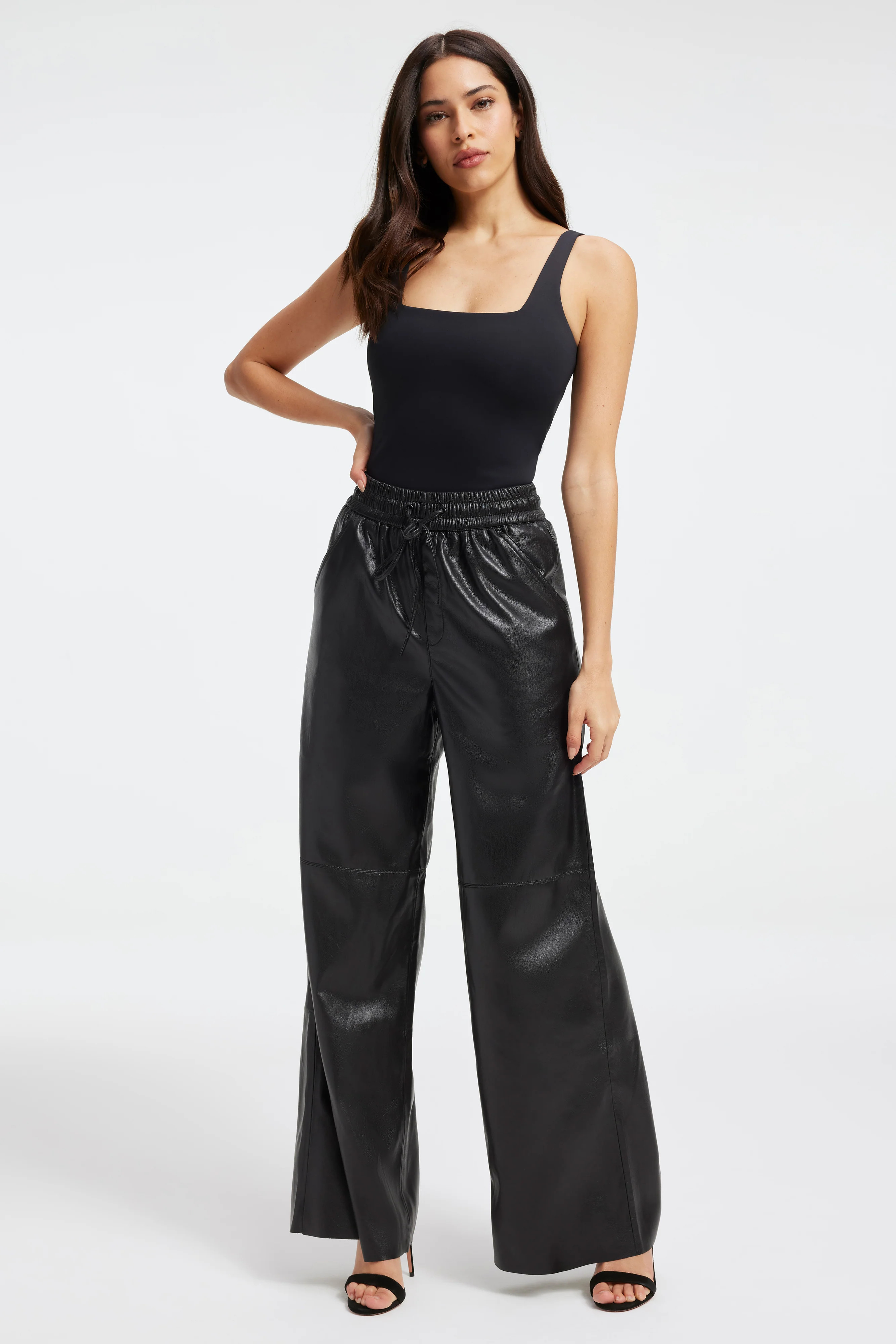 FAUX LEATHER WIDE LEG | BLACK001 - GOOD AMERICAN | Good American