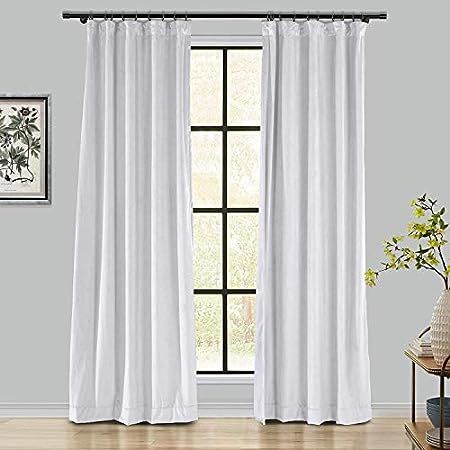 52" W x 102" L (Set of 2 Panels) Pinch Pleat Blackout Lining Velvet Solid Curtain Thermal Insulated  | Amazon (US)