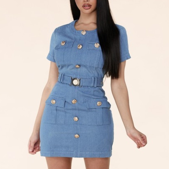 27 - DENIM DRESS WITH BUTTON DETAILS | Poshmark