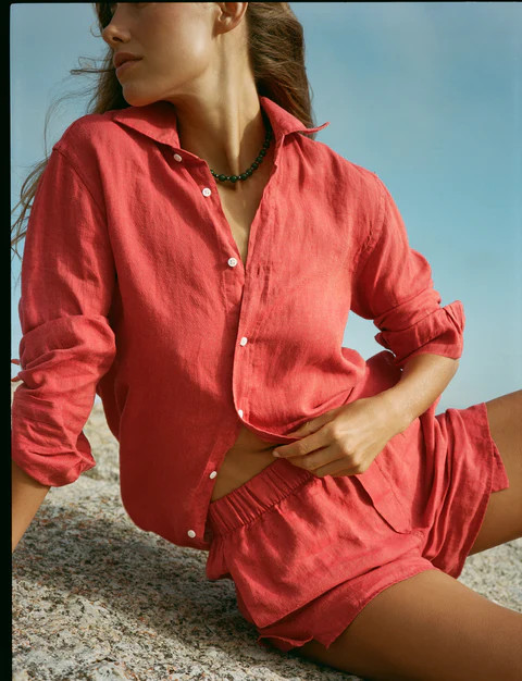 The Boyfriend: Linen, Cardinal Red | With Nothing Underneath
