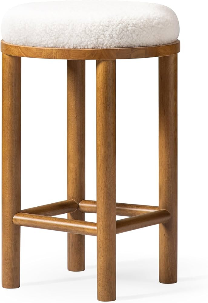 Maven Lane Clara Counter Stool 26 Inches \u2013 Backless Stool with Footrest \u2013 Natural Solid... | Amazon (US)