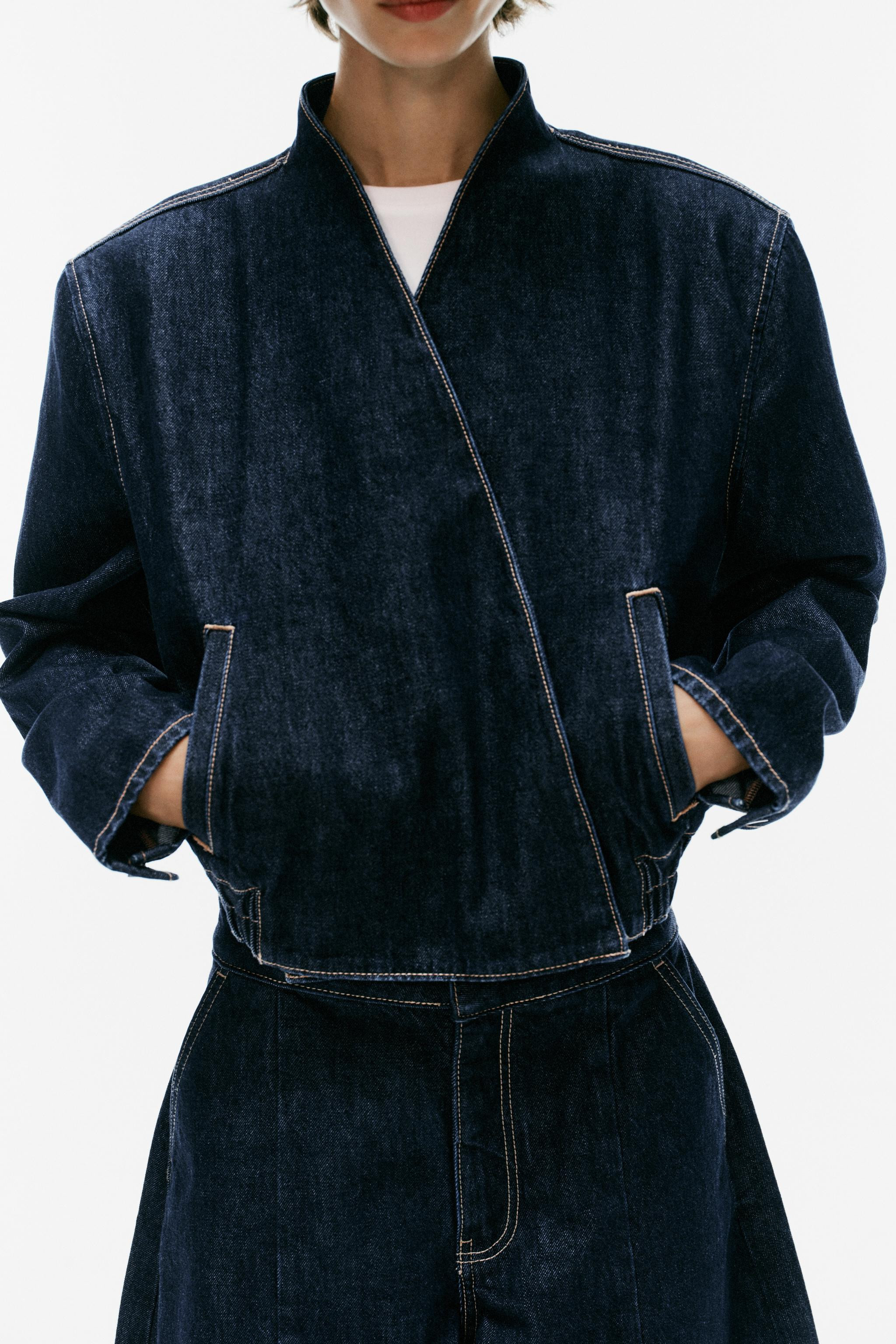 TRF DENIM CROSSOVER BOMBER JACKET | Zara US