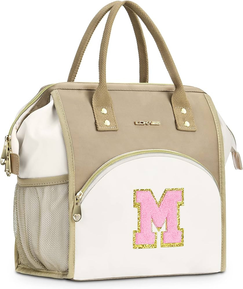 UTOTEBAG Initial Lunch Bag Women, Preppy Teen Girls Lunch Box Adult Cooler Lunchbox Container for... | Amazon (US)