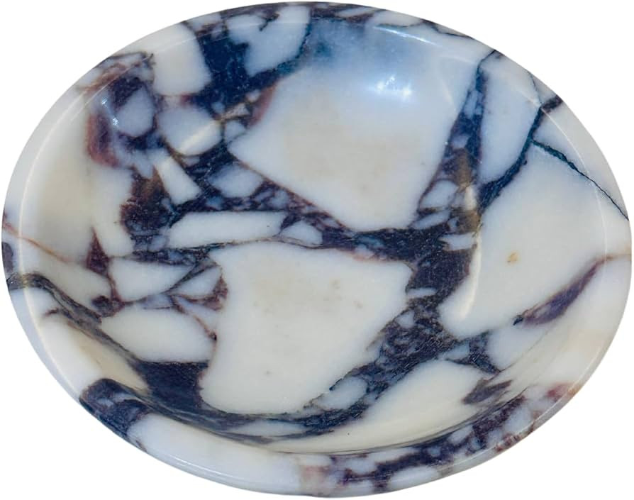 Real Calacatta Viola Marble Tray Serving as Key Bowl, 6.1'' Jewelry Dish & Decorative Bowl Dish f... | Amazon (US)