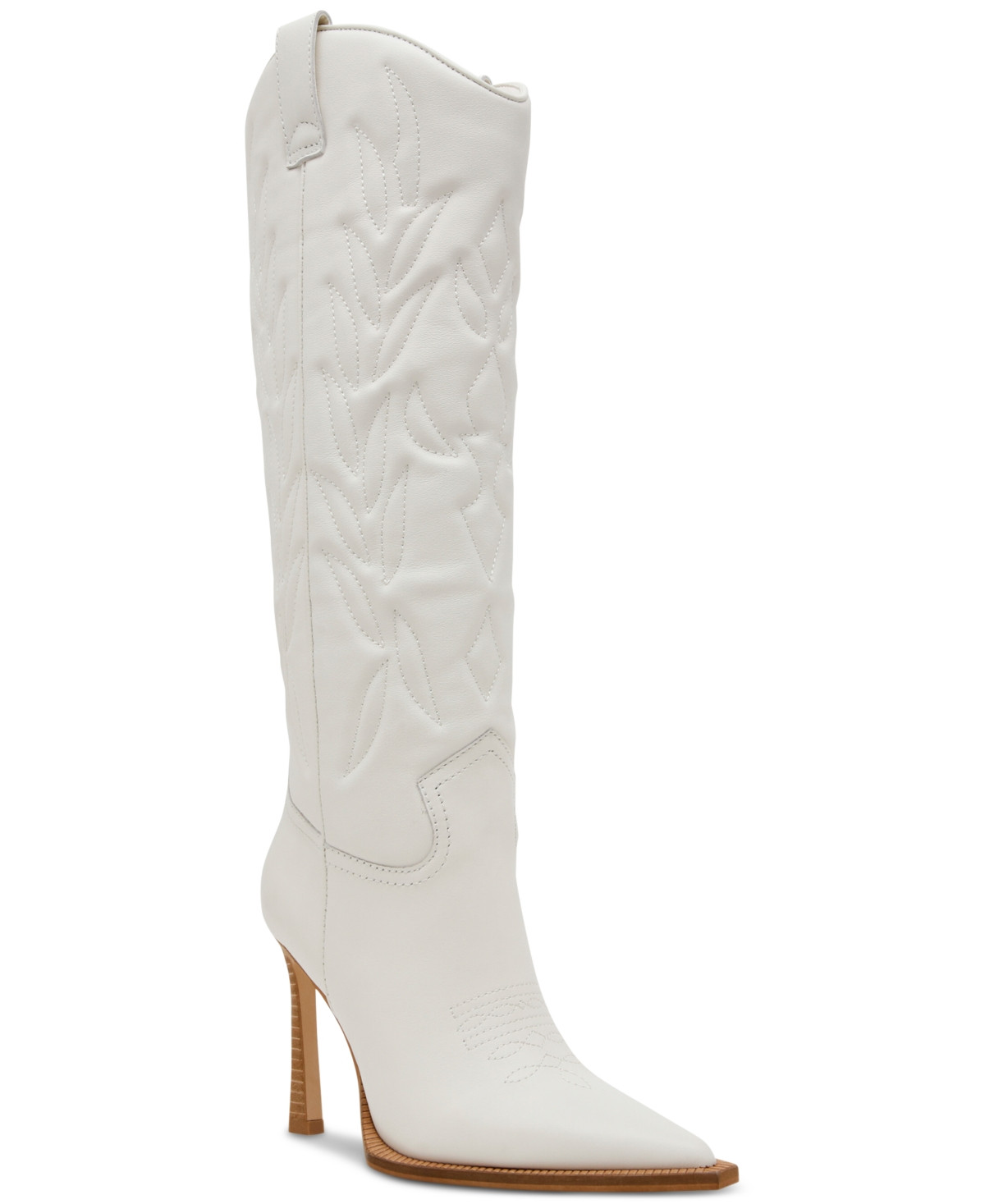 Steve Madden Women's Kinzee Stiletto Western Tall Dress Boots - White Leather | Macy's