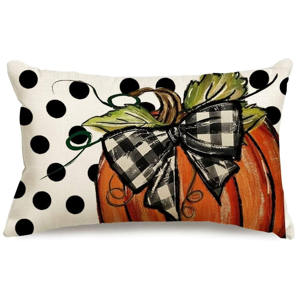 RABUSOFA Fall Pillow Covers 12x20 Inch,Polka Dot Pumpkin Pillows Decorative Throw Pillows,Thanksg... | Amazon (US)