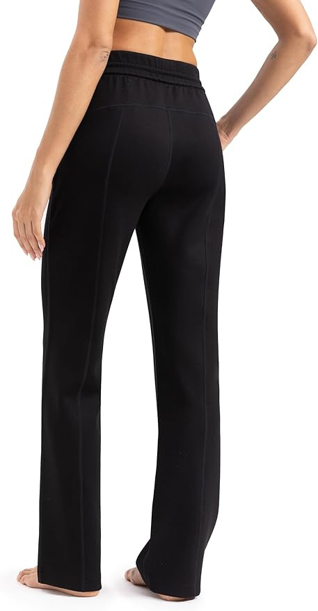 Women's Sweatpants with Pockets Elastic High Waisted Joggers Casual Straight Leg Drawstring Athle... | Amazon (US)