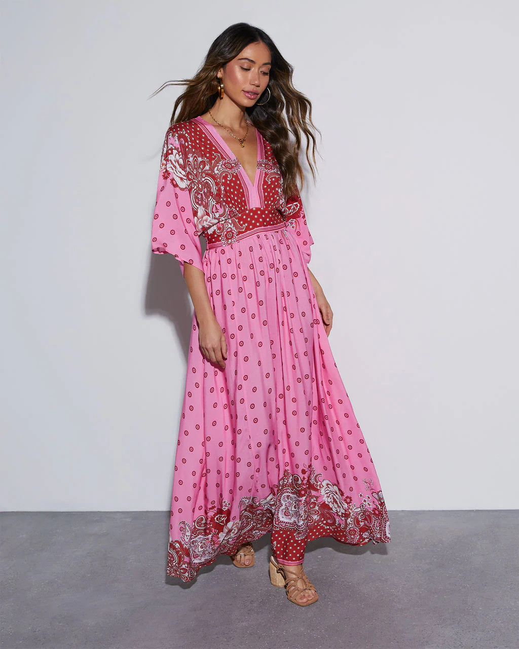 Samaya Long Sleeve Paisley Maxi Dress | VICI