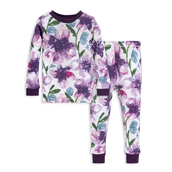 Watercolor Daylily Snug Fit Organic Toddler Pajamas | Burts Bees Baby