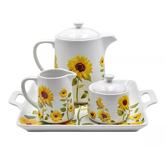 Temp-tations 4-Piece Tea Set w/ Square Tray - QVC.com | QVC