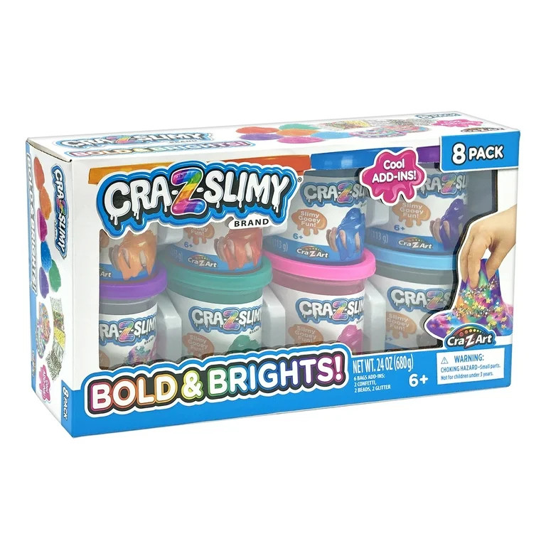 Cra-Z-Art's Cra-Z-Slimy Bold & Bright 8 Pack Multicolor Premade Slime Set – Ages 6 and up | Walmart (US)
