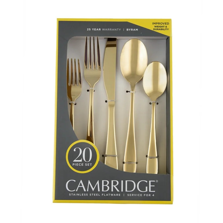 Cambridge Silversmiths Byram Gold 20-Piece Flatware Set, Service for 4 - Walmart.com | Walmart (US)