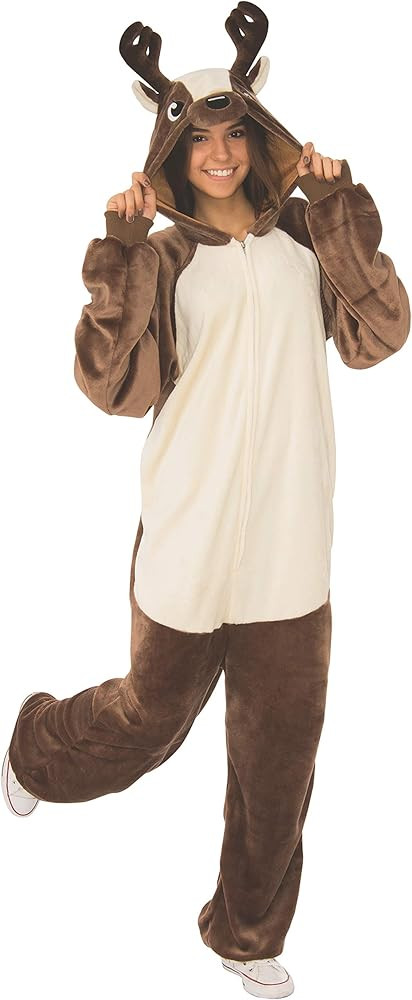 Amazon.com: Rubie's Adult Comfy Wear One-Piece Hooded Costume Jumpsuit, Reindeer, Large/X-Large :... | Amazon (US)