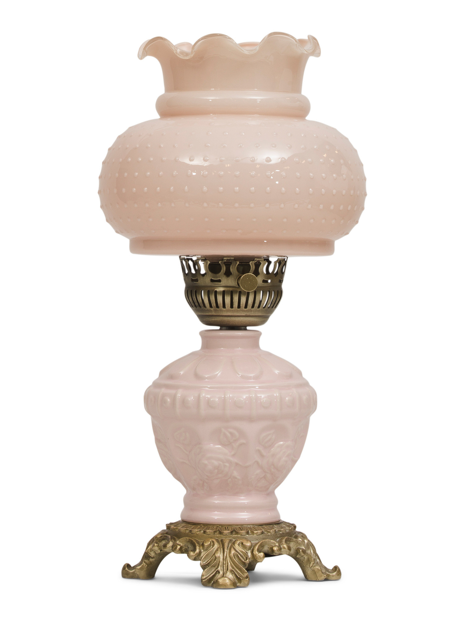 17.25in Milk Glass Embossed Table Lamp | TJ Maxx