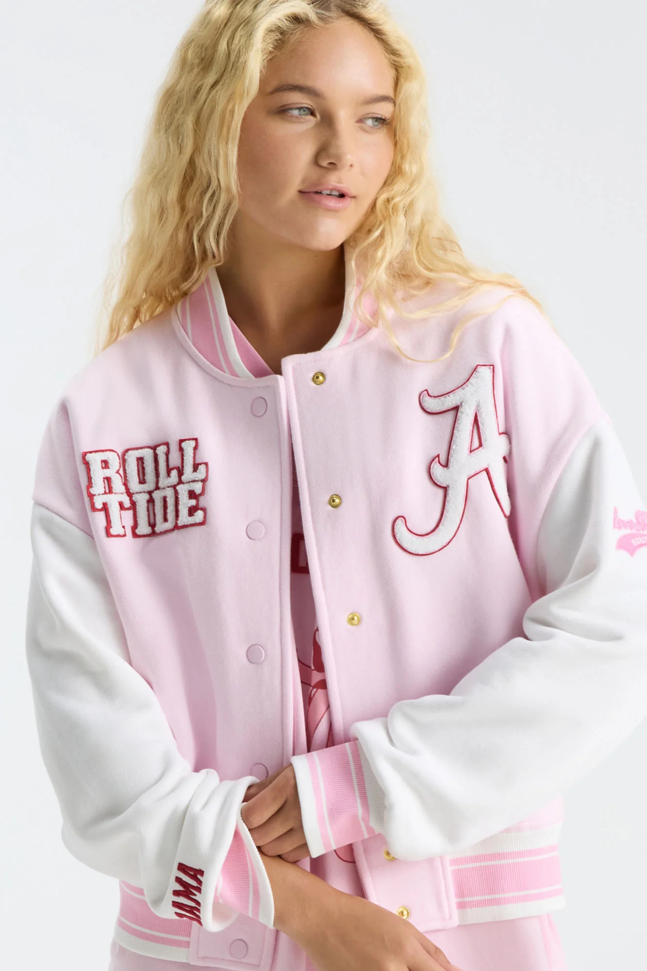 Fanatics x LoveShackFancy Collegiate Varsity Jacket | LoveShackFancy