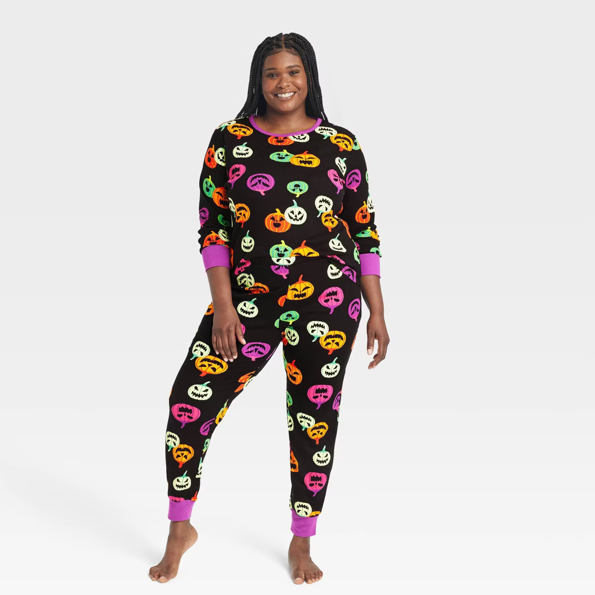 Women's Pumpkin Print Glow-in-the-Dark Halloween Matching Family Pajama Set - Hyde & EEK! Boutiqu... | Target