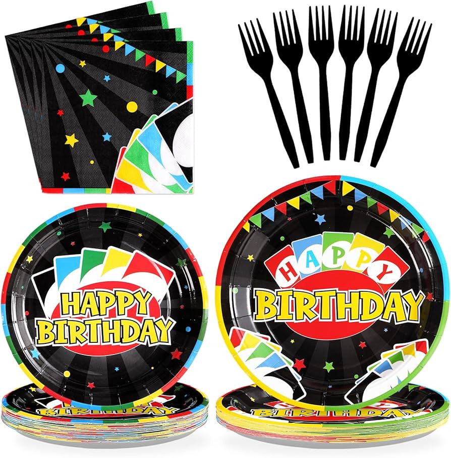 Grencian 96 Pcs Card Game Birthday Party Decorations Game Night Party Decorations Disposable Colo... | Amazon (US)