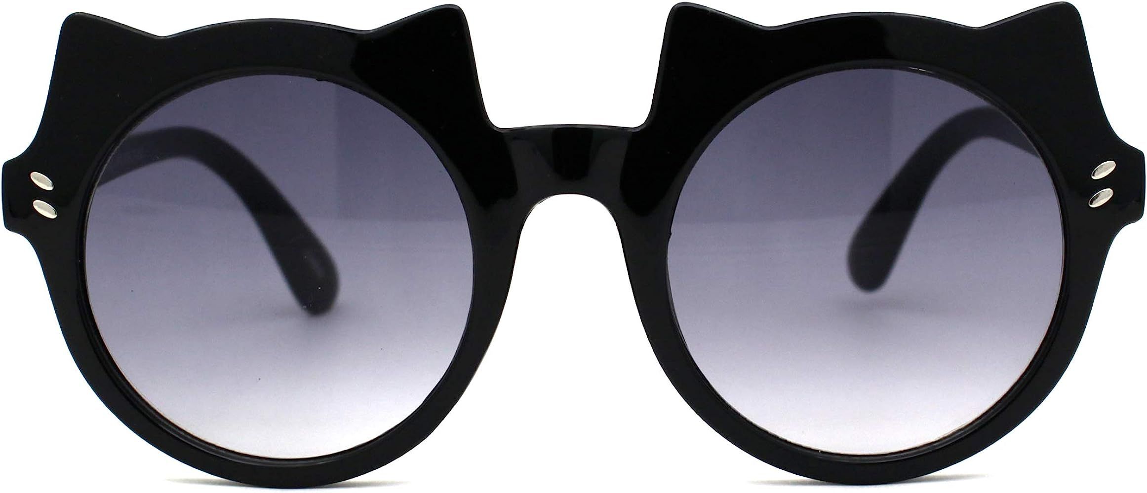 Girls Kids Size Kitty Cat Ear Round Plastic Circle Sunglasses | Amazon (US)