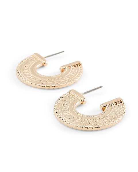 Metal Pattern Hoop Earrings | Express
