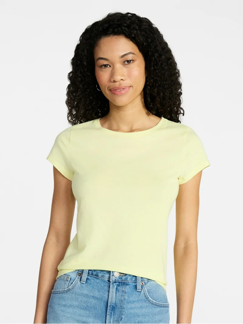 No Boundaries Crew Neck Tee with Short Sleeves, 1 or 3-Pack, Women’s Sizes XXS-XXL | Walmart (US)