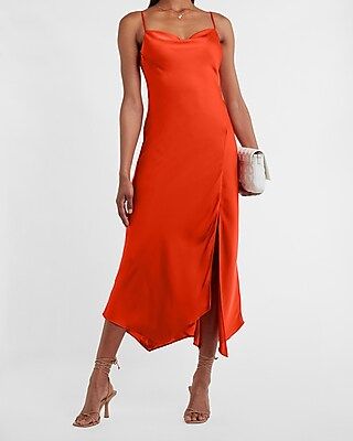 Satin Cowl Neck Maxi Slip Dress | Express