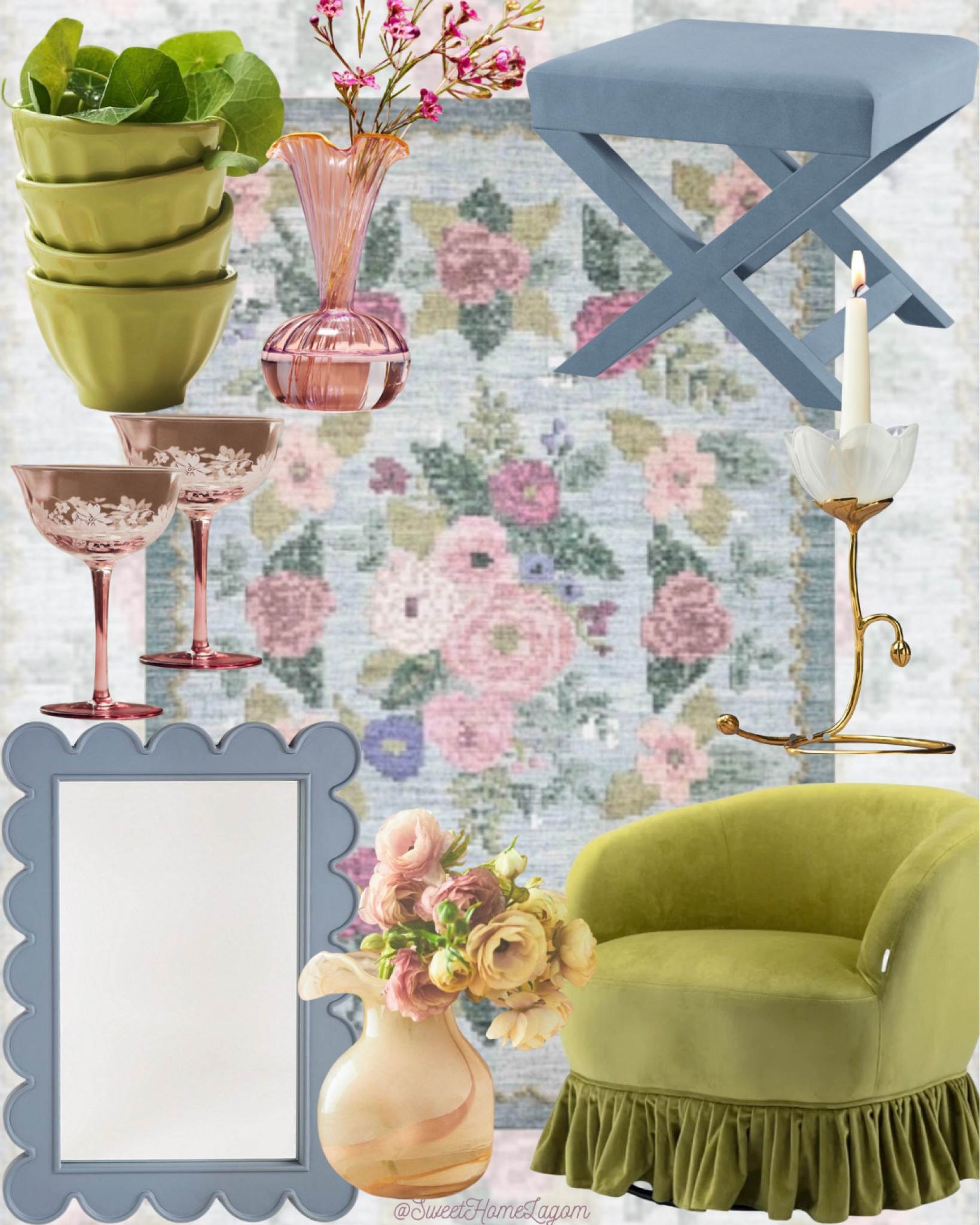 I am loving this color combo!! How about you? The ruffles on the chair and the scallop detail on that mirror. I love it all! 

#LTKfindsunder100 #LTKfindsunder50 #LTKhome