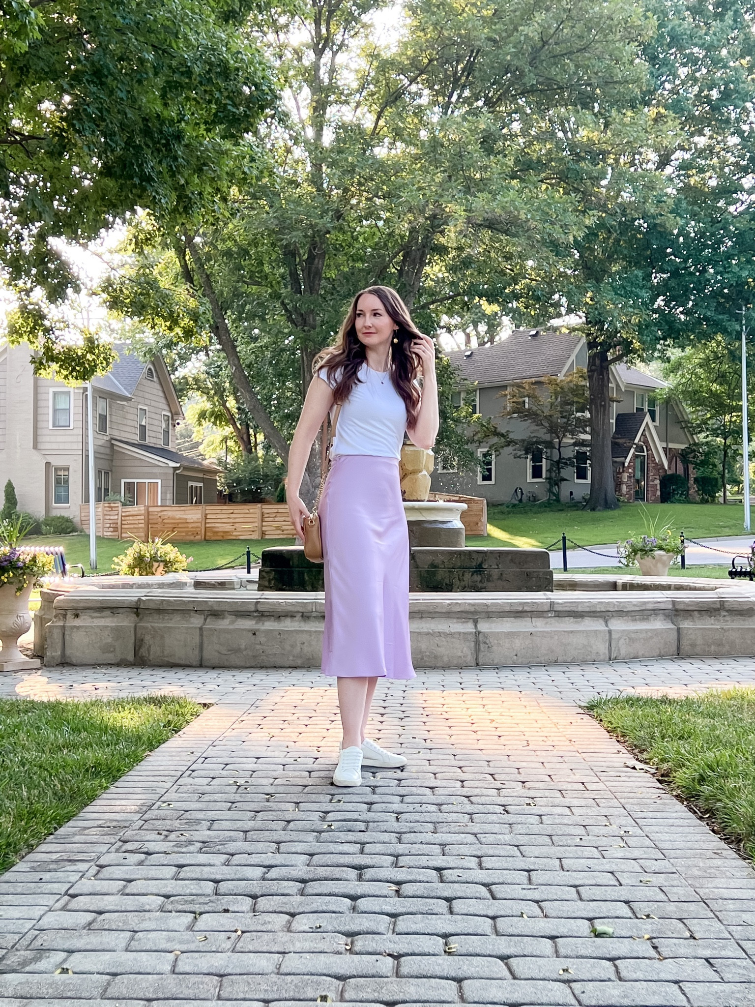 Modest summer outfit 
Tee: XS
Lilac Skirt: XS

#LTKSeasonal #LTKworkwear #LTKstyletip
