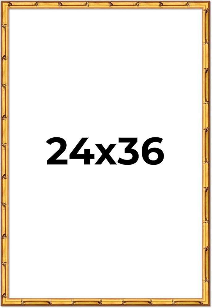 Poster Palooza 24x36 Frame Gold Bamboo 1" Wide Frame Moulding Solid Wood Picture Frame with UV Ac... | Amazon (US)