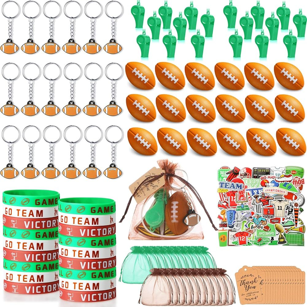 158 Pcs Football Party Favors Set 18 Football Keychains 18 Silicone Bracelets 18 Mini Football 18... | Amazon (US)