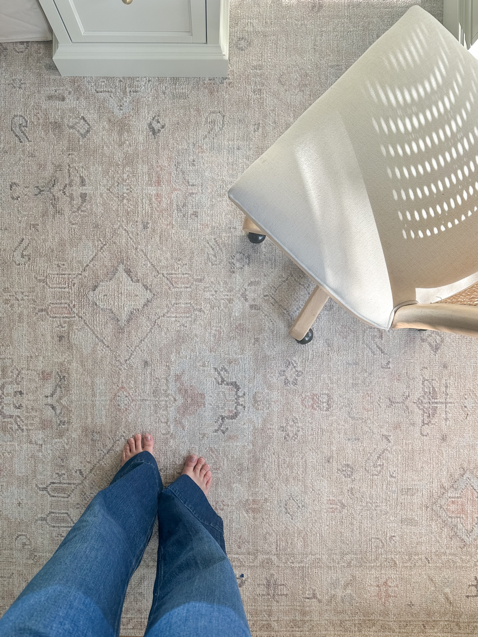 This, Becky Owens x surya rug is one of my favorite recent purchases. This is the cream color and it is a beautiful neutral, soft, beige ivory, gray, terra-cotta and soft blues. I have it in my office but it’s perfect for a living room or gender neutral nursery. I have it layered over a nice non slip  rug pad.

#LTKhome #LTKsalealert #LTKstyletip