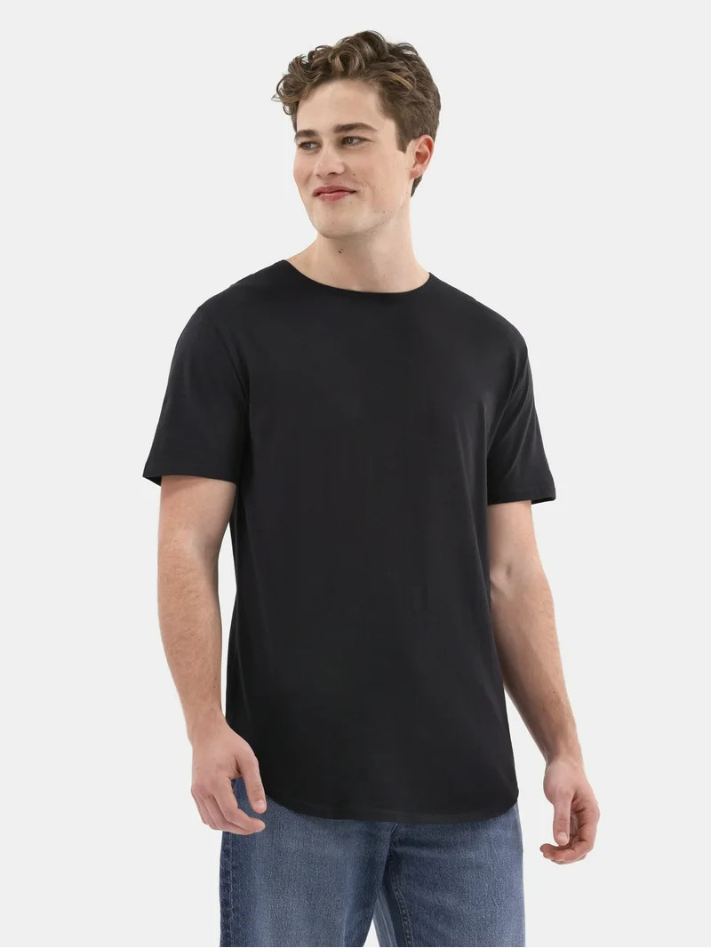 No Boundaries Men's & Big Men's Longline Curved Hem Elongated Tee Shirt, Sizes XS-5XL - Walmart.c... | Walmart (US)