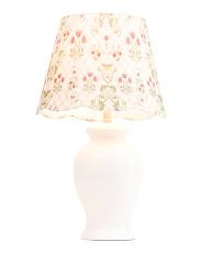 26in Ceramic Table Lamp With Printed Linen Shade | TJ Maxx