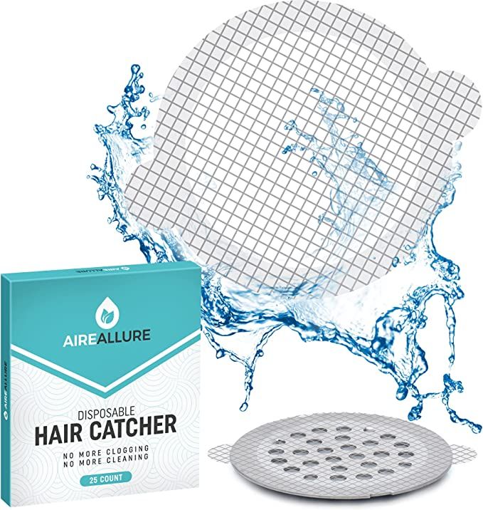 Aire Allure, 25 Pack, Disposable Shower Drain Hair Catcher Mesh Stickers | Amazon (US)