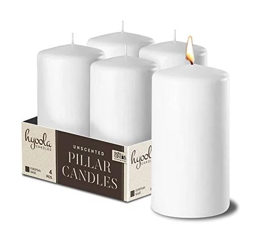 Hyoola, 2 X 4 Inch Unscented Dripless Pillar Candles - White Color (4 Pack) | Walmart (US)