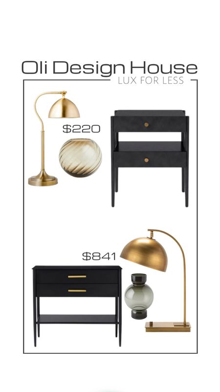 Lux for less…a new series here at on my feed where I create the same look for two different budgets!

Black nightstand with 2 drawers, brass table lamp, brass desk lamp, brass task lamp, smoked glass vase, black smoked glass vase, black nightstand with brass hardware, look for less, dupe, designer look for less, budget home decor, modern home decor, modern organic home decor. 

#competition 

#LTKFind #LTKhome #LTKstyletip