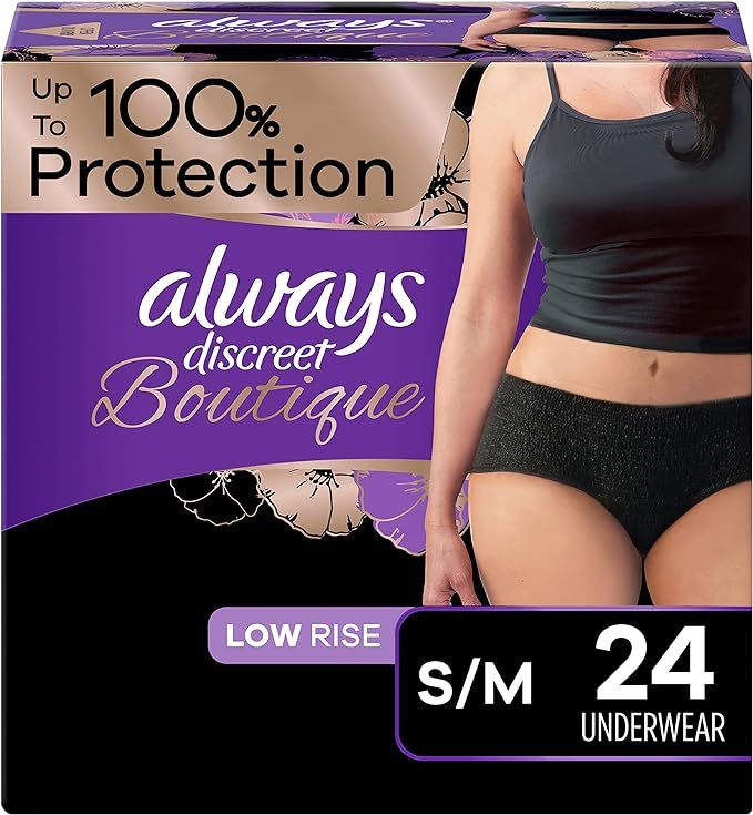 Always Discreet Boutique Adult Incontinence & Postpartum Underwear for Women, Low-Rise, Size Smal... | Amazon (US)