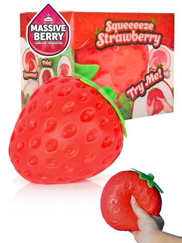 Squishy Squeeze Strawberry Giant Jumbo Big 5 Inch Slow Rising Stress Ball, Realistic Fruit Squeeze Toy for Relief, Adults Kids Sensory Fidget Strawberry Squishy Gifts Party Favor(5 Inch Red) | Amazon (US)